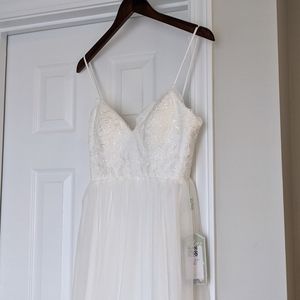 Bohemian Beach Lace Tulle Wedding Dress